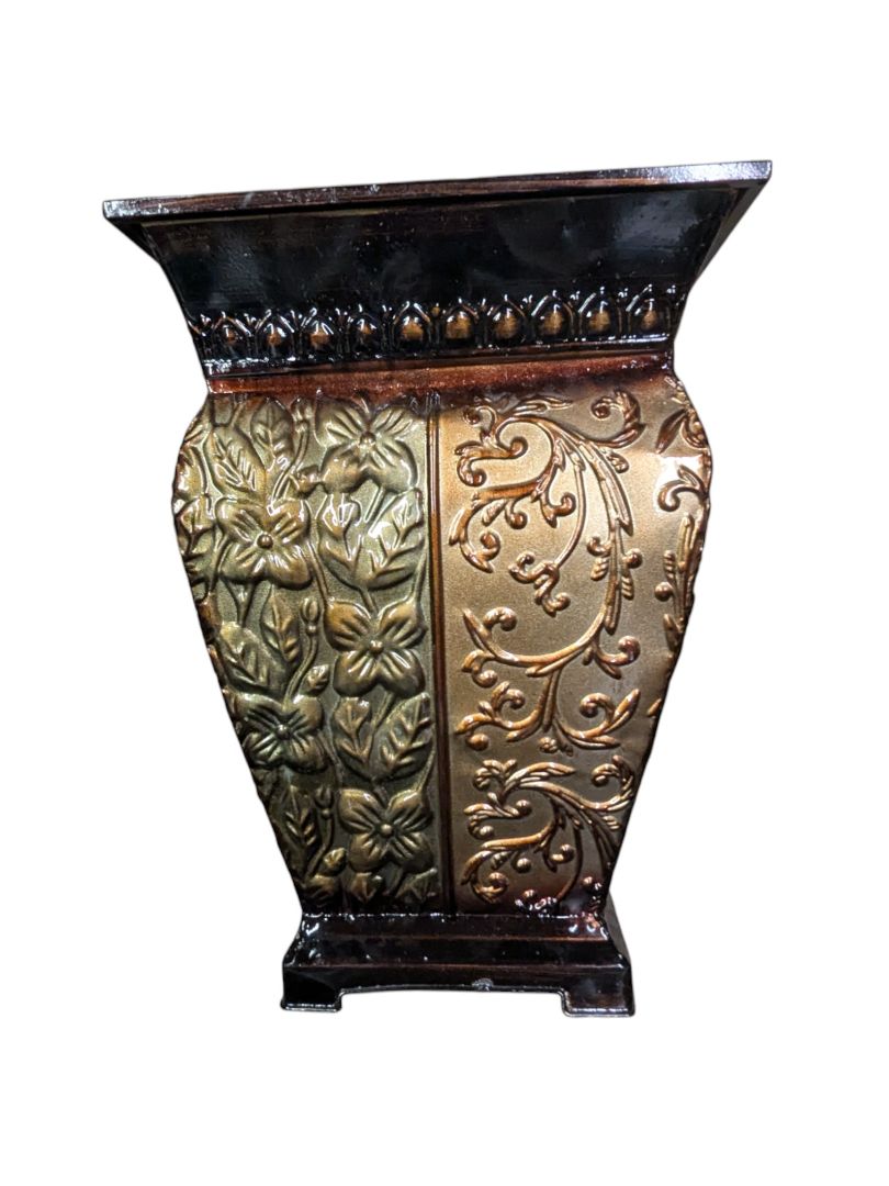 Pair of Lightweight Green & Golden Colour Metal Planter