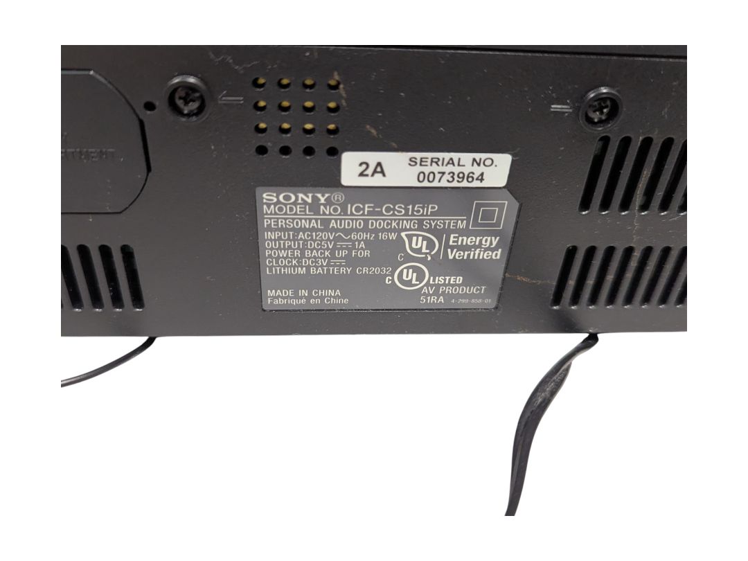 Sony Personal Audio Docking System Model ICF-CS15iP