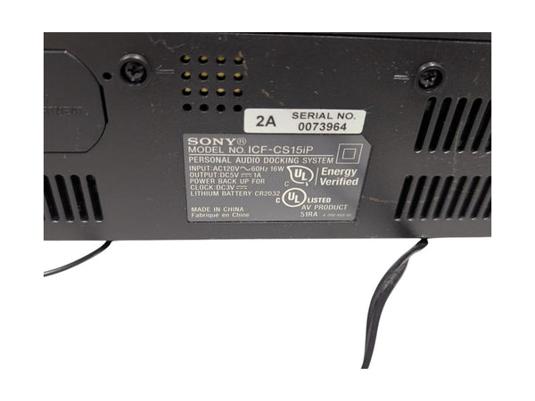 Sony Personal Audio Docking System Model ICF-CS15iP