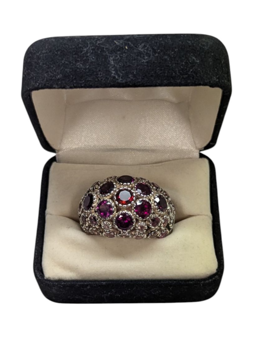 Garnet and Silver Ring Size 7 w/ COA