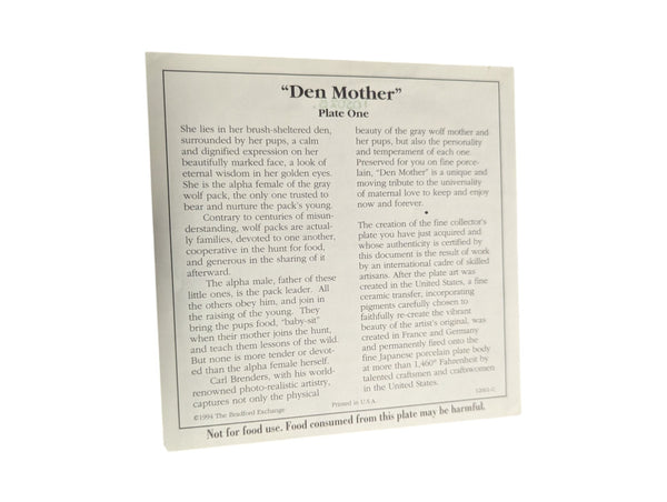 "Den Mother" Collectable Plate by Carl Brenders