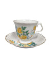 Set of 10 Bluebird Floral Cups and Saucers Vintage