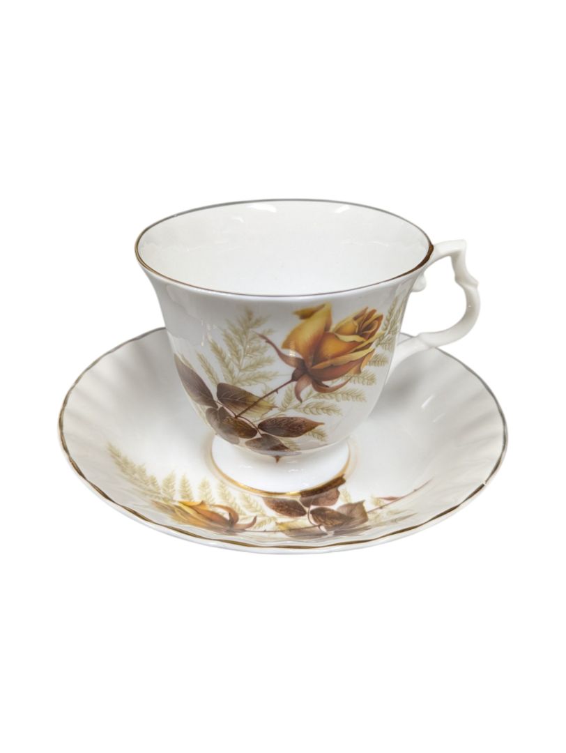 Set of 10 Bluebird Floral Cups and Saucers Vintage