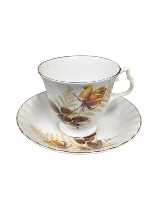 Set of 10 Bluebird Floral Cups and Saucers Vintage