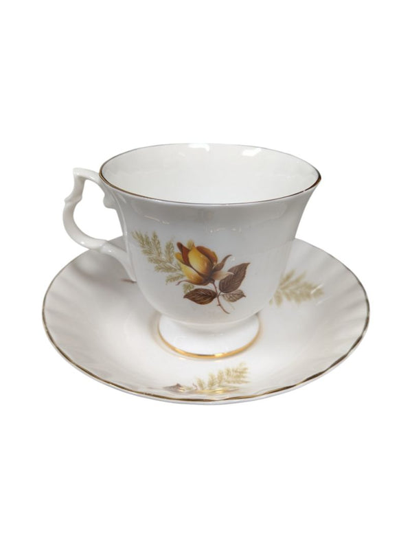 Set of 10 Bluebird Floral Cups and Saucers Vintage