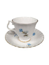 Set of 10 Bluebird Floral Cups and Saucers Vintage