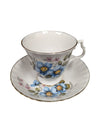 Set of 10 Bluebird Floral Cups and Saucers Vintage