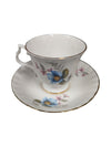 Set of 10 Bluebird Floral Cups and Saucers Vintage