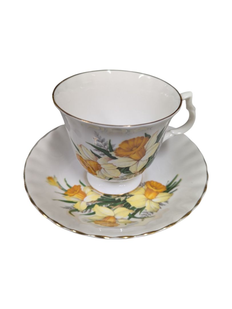 Set of 10 Bluebird Floral Cups and Saucers Vintage