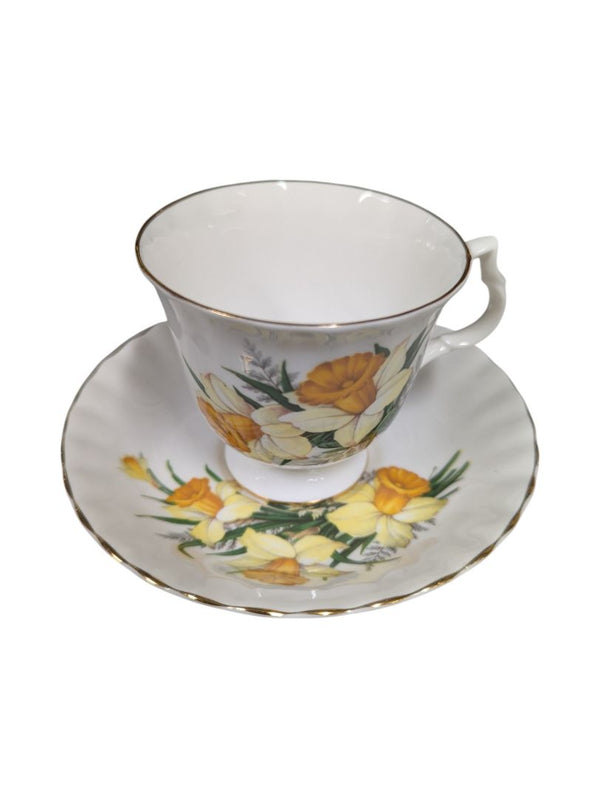 Set of 10 Bluebird Floral Cups and Saucers Vintage