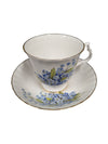 Set of 10 Bluebird Floral Cups and Saucers Vintage