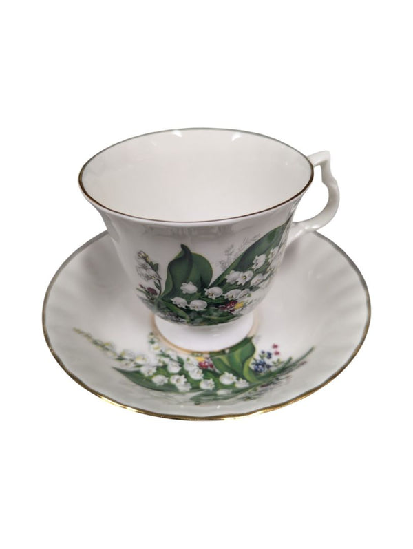 Set of 10 Bluebird Floral Cups and Saucers Vintage