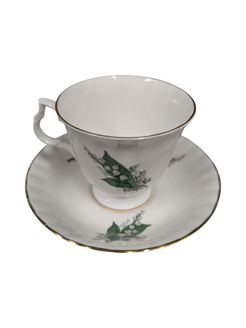 Set of 10 Bluebird Floral Cups and Saucers Vintage