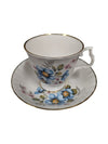 Set of 10 Bluebird Floral Cups and Saucers Vintage