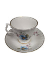 Set of 10 Bluebird Floral Cups and Saucers Vintage