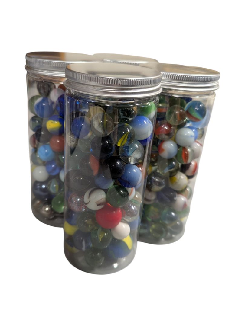 4 Jars of Vintage Glass Marble Collection
