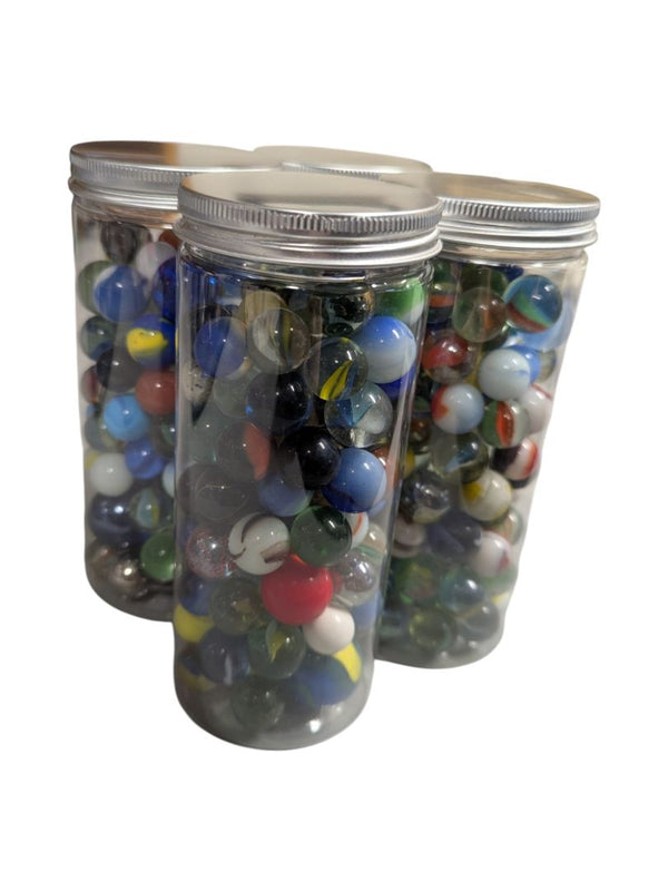 4 Jars of Vintage Glass Marble Collection