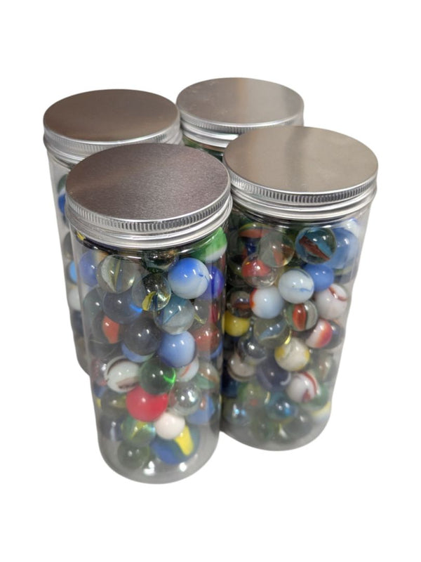 4 Jars of Vintage Glass Marble Collection