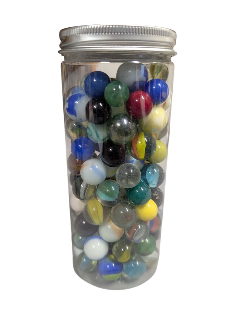 4 Jars of Vintage Glass Marble Collection