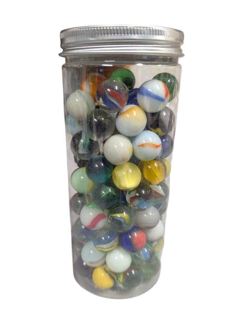 4 Jars of Vintage Glass Marble Collection