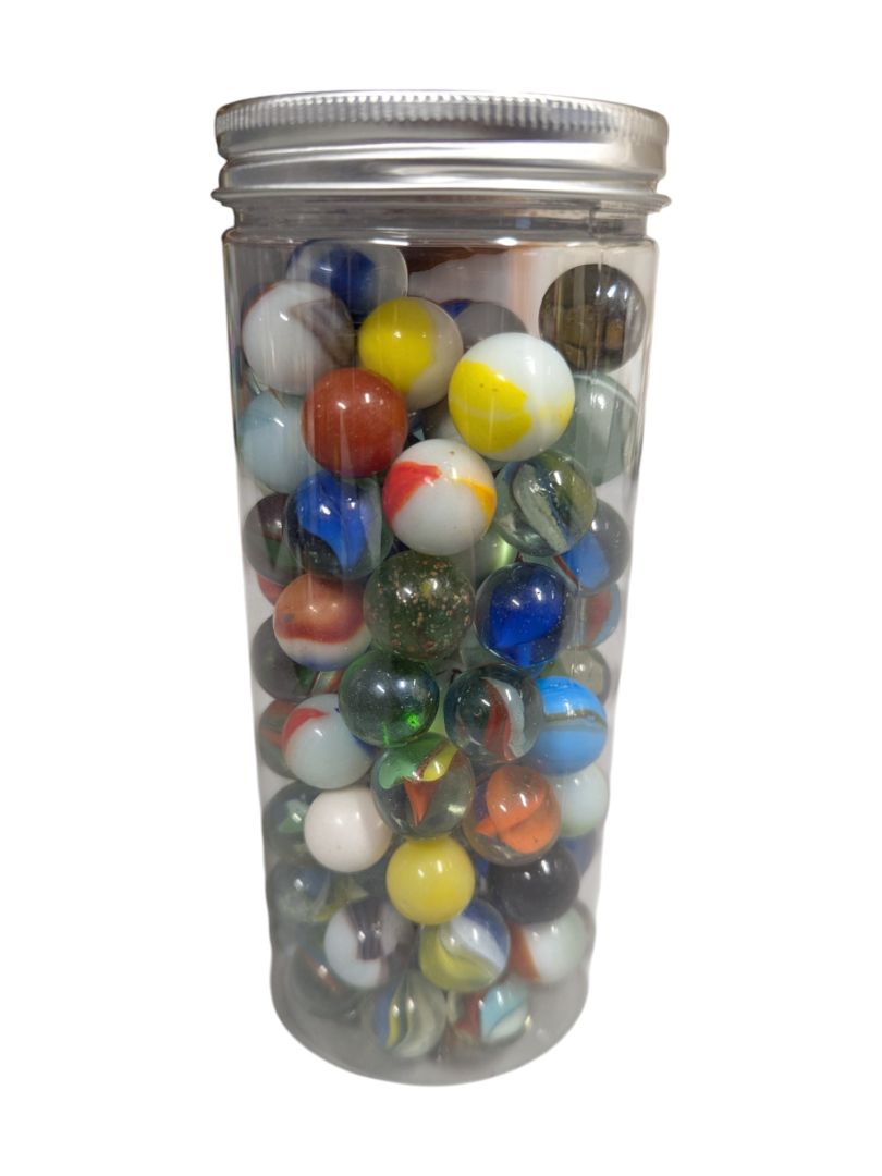 4 Jars of Vintage Glass Marble Collection