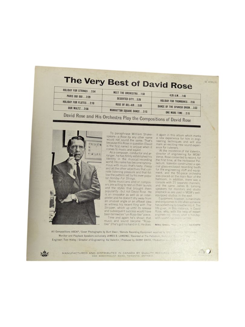 David Rose & His Orchestra The Very Best of David Rose LP