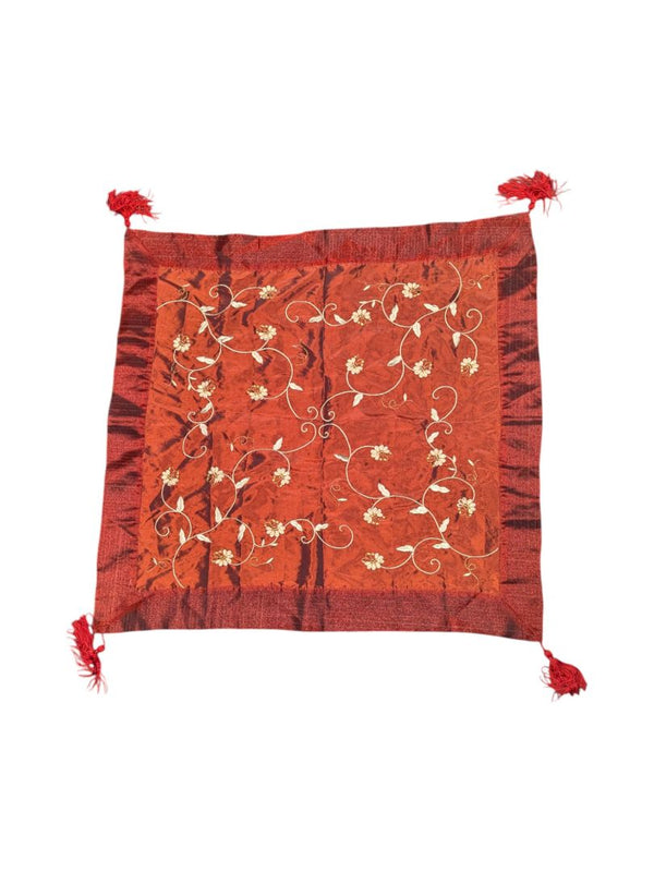 Embroidered Red Tablecloth with Tassels