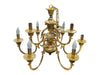 Vintage Brass Gold plated Italian 9 Candle Style Light Chandelier