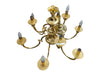 Vintage Brass Gold plated Italian 9 Candle Style Light Chandelier