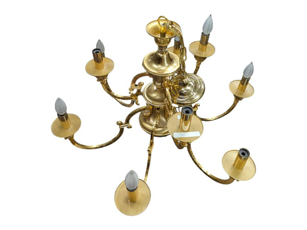 Vintage Brass Gold plated Italian 9 Candle Style Light Chandelier