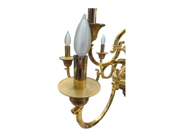 Vintage Brass Gold plated Italian 9 Candle Style Light Chandelier