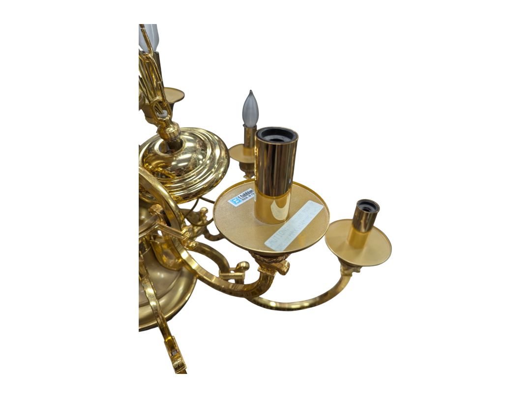 Vintage Brass Gold plated Italian 9 Candle Style Light Chandelier