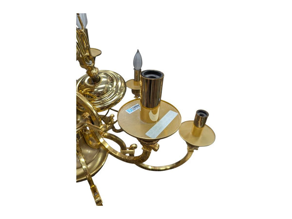 Vintage Brass Gold plated Italian 9 Candle Style Light Chandelier