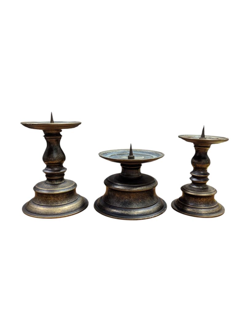 Set of 3 Decorative Pillar Candle Holders with Candles