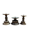 Set of 3 Decorative Pillar Candle Holders with Candles