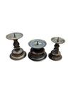 Set of 3 Decorative Pillar Candle Holders with Candles
