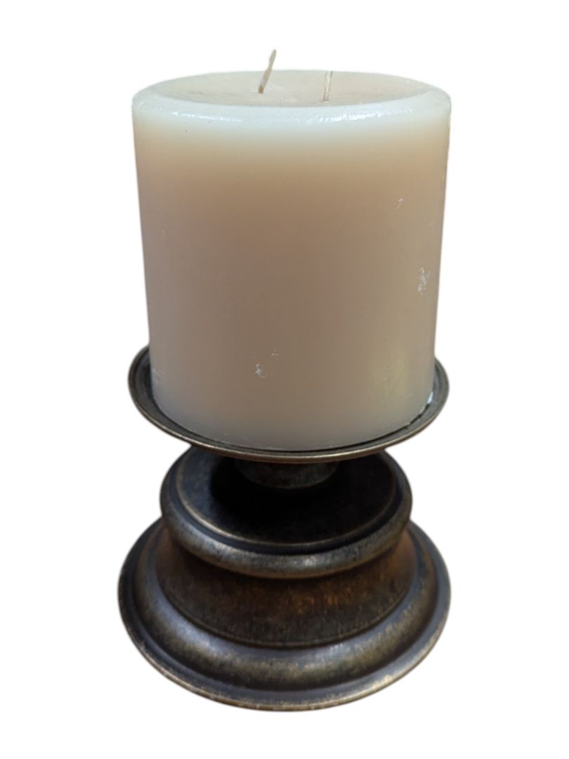 Set of 3 Decorative Pillar Candle Holders with Candles