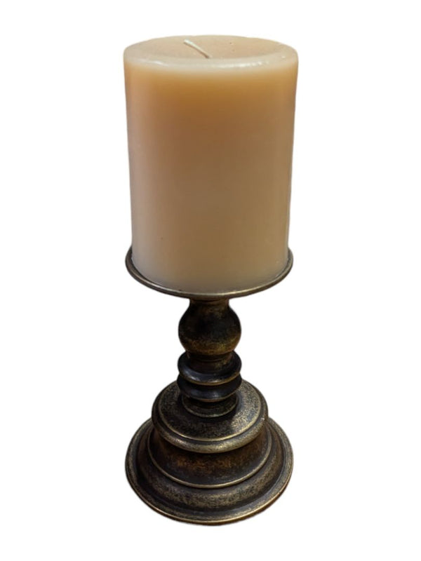 Set of 3 Decorative Pillar Candle Holders with Candles