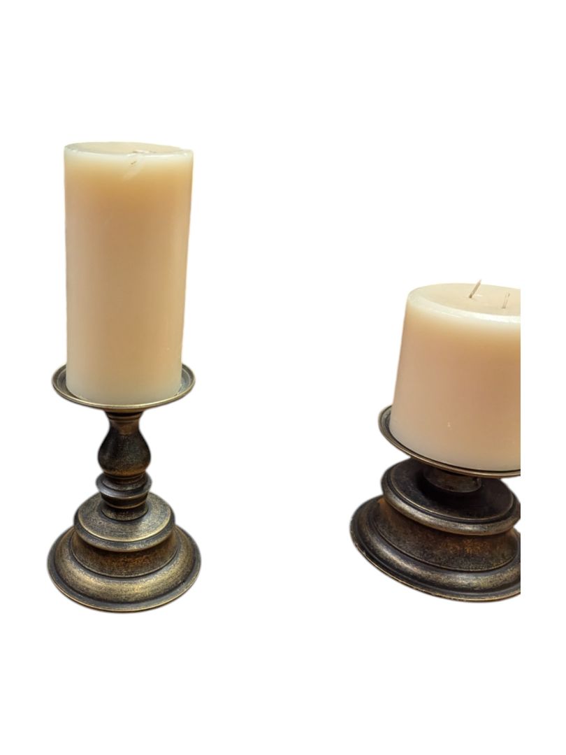 Set of 3 Decorative Pillar Candle Holders with Candles