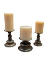 Set of 3 Decorative Pillar Candle Holders with Candles