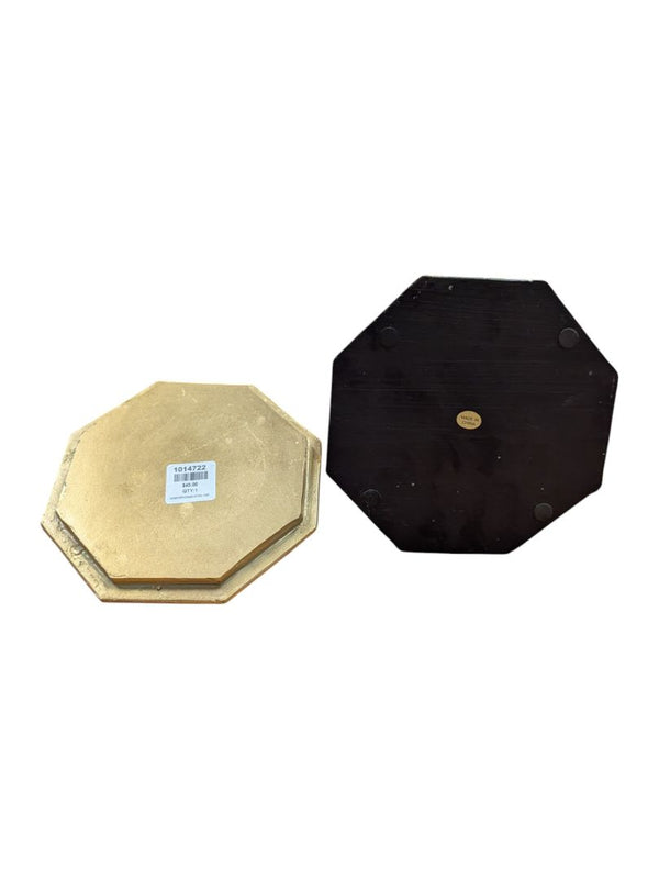 Ornate Octagonal Wood Trinket Box with Lid