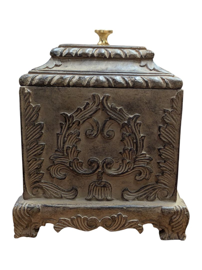Decorative Rectangular Lidded Box with Ornate Relief Design