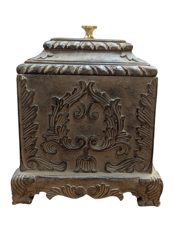 Decorative Rectangular Lidded Box with Ornate Relief Design