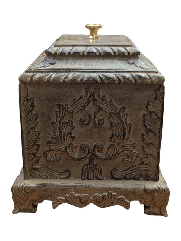 Decorative Rectangular Lidded Box with Ornate Relief Design