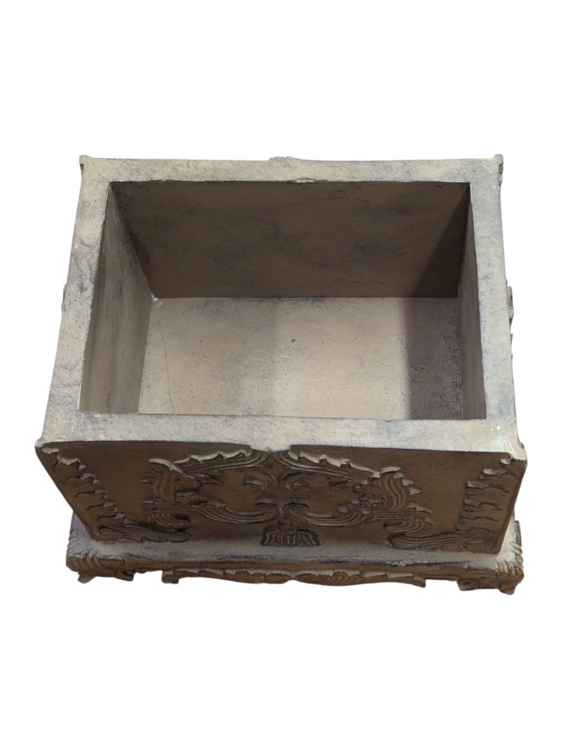 Decorative Rectangular Lidded Box with Ornate Relief Design