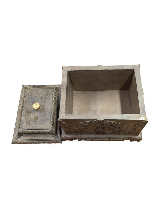 Decorative Rectangular Lidded Box with Ornate Relief Design