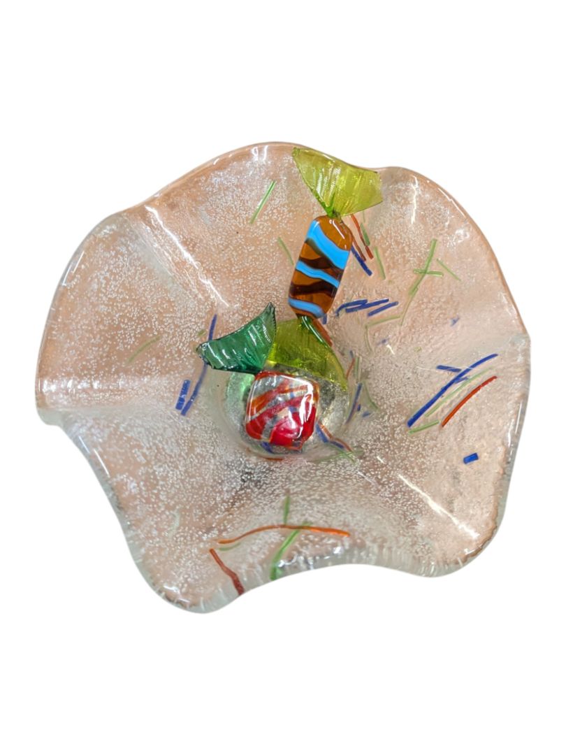 Murano Style Art Glass Candy Bowl w/ Accents
