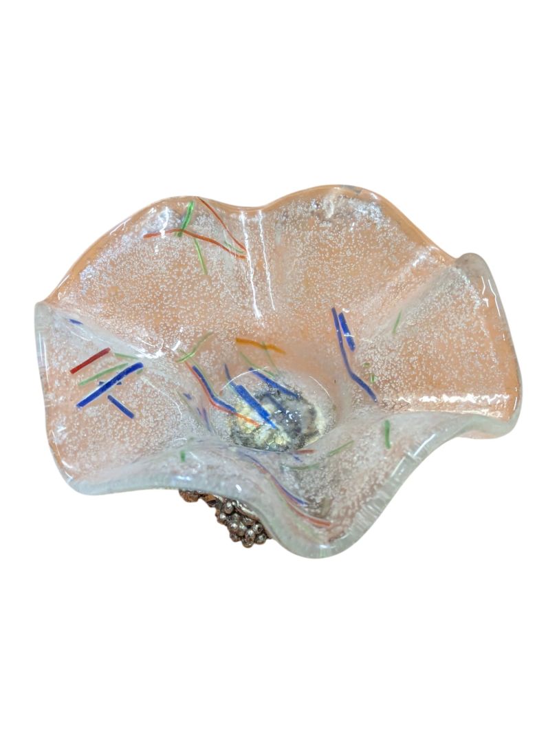 Murano Style Art Glass Candy Bowl w/ Accents