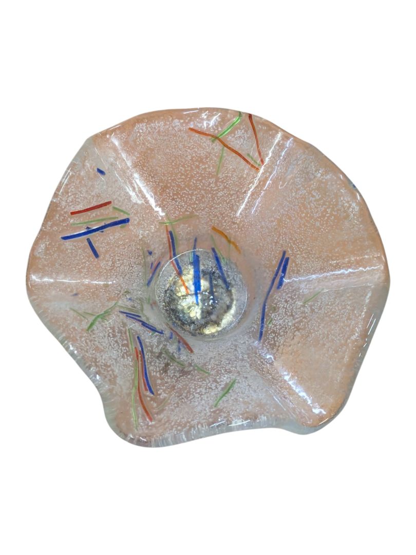 Murano Style Art Glass Candy Bowl w/ Accents