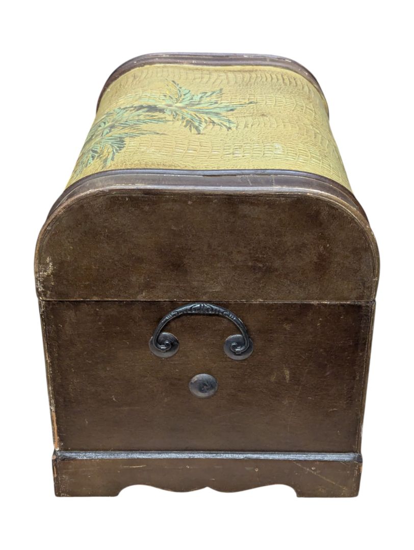 Hand Painted Palm Tree Chest w/ Faux Leather Pattern